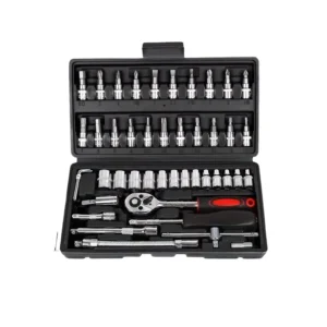 46 Piece Auto Repair Tool Set Quick Small Fly Ratchet Screwdriver Combination with Hard Case Plastic Hand Tool Kit
