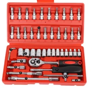 46 Piece Auto Repair Wrench Set Customizable 1 4 Combo Tool for Car Maintenance & DIY Hand Power Source Case Package