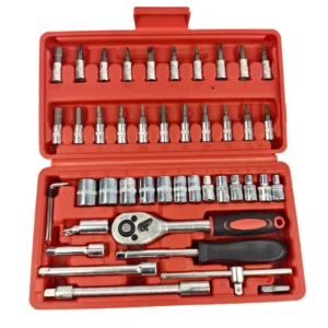 46-Piece Durable High Carbon Steel Hand Automotive Repair Tool Set with Galvanized Ratchet and 1/4inch Socket Wrenches