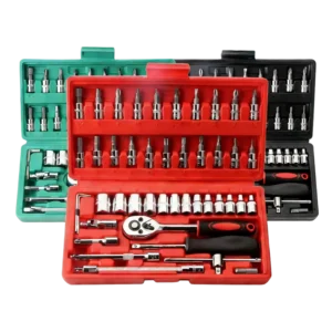 46 Pieces 1 4 Inch Drive Socket Ratchet Wrench Set Metric Bit Socket Extension Bar Hand Tools Case Pack Auto Repair Garden Use