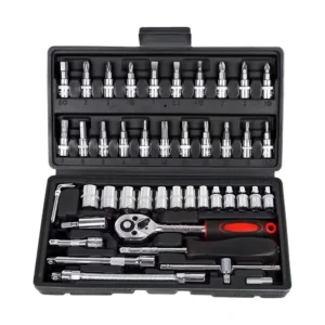 46 Pieces 1 4 Inch Drive Socket Ratchet Wrench Set Metric Bit Socket Extension Bar Hand Tools Case Pack Auto Repair Garden Use
