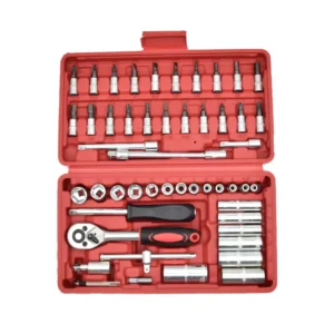 46PCS Portable Hand Tool Set Basic Repair Kit with High Carbon Steel Bits for Household Construction Professional Use Easy Carry