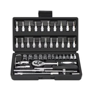 46pcs Auto Repair Wrench Set Multi Functional Hand Tools Chrome Vanadium Steel Including Socket Set Case Lightweight Screwdriver