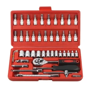 46pcs Multi Functional Auto Repair Wrench Set Carbon Steel 1 4 Drive Metric Sockets Universal Manual Tool Box Hand Tools