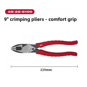 48-22-6100 9 High Leverage Linemans Pliers Wire Cutting Crimping Tool with Comfort Grip