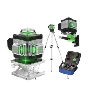 4D 16 Line Green Laser Level 360° Self Leveling Cross Line Tool Horizontal Vertical Measuring for Construction & DIY 532nm