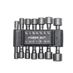 4PCS Set CR V Power Nut Driver Drill Bit Tools Set with 1 4” Driver Metric Socket Wrench for Home and Car Repair