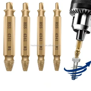 4Pcs 4341 HSS Damaged Titanium Plating Nitridation Stud Broken Head Bolt Screw Extractor Remover Kit Set Tool