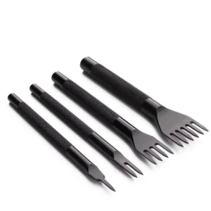 4Pcs Industrial Grade Steel Leather Hole Punch Prong Punch Set with Anti Slip Handle for DIY Craft