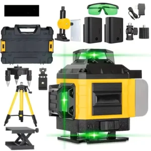 5 Dot Cross Line Green Light Rotary Laser Level with Electronic Self Leveling High Precision Li Ion Battery Powered