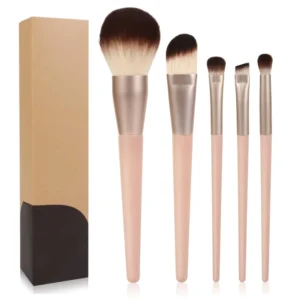 5 Piece Face Makeup Brush Set Foundation Blush Blurring Angled Liner Crease Brushes