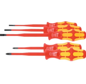 5 Piece Fully Insulated Electrician Screwdriver Set Plastic Handle Slotted Phillips Heads OEM Available for Electrical Work