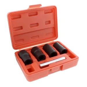 5-Piece Metric Lug Nut and Bolt Extractor Socket Set with 1/2-Inch Drive for Damaged Screw Removal