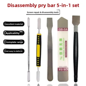 5 Piece Stainless Steel Pry Tool Set for Disassembling and Removing Screens From Mobile Phones and Tablets Pry Bars Blades Flat Ends