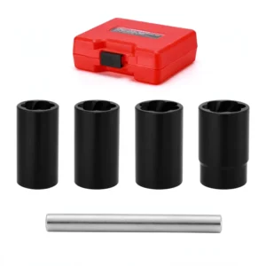 5 Piece Twist Lug Nut Socket Remove Damaged Rusted Remover Screw Extractor Tool Set Key