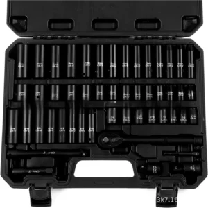 50-Piece 1/4-Inch Drive Carbon Steel Socket Ratchet Wrench Set Metric Bit Socket Extension Bar Hand Tools Hard Case OEM Auto
