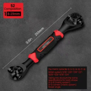 52 1 Carbon Steel Torque Wrench 360 Degree Rotating Head Universal Rubber Handle 2000lb ft Capacity Multi Function Tool Home