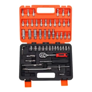 53 Piece Socket Set 1/4-Inch Ratcheting Tool Case Box Automotive Repair Home Use OEM Customizable Carbon Steel 1 Year