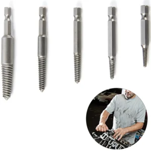 5PCS Electric Broken Bolt Screw Remover Damaged Screw Spiral Flute Screw Extractor Set