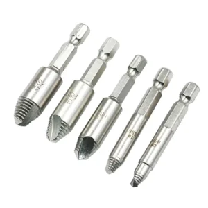 5Pcs Damaged Screw Remover 1/4″ Hex Shank Hss Broken Breakage Head Stripped Screw Bolt Remover Extractor