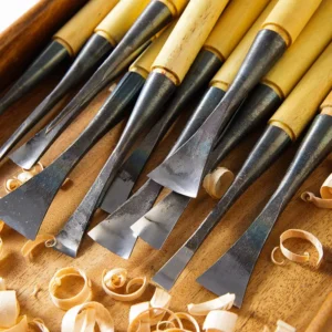 5mm Flat Chisel Woodworking Carving Tool 45# Steel Yellow Sandalwood Handle