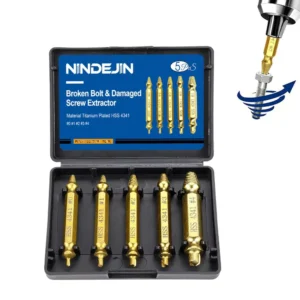 5pcs Titanium Coating High Speed Steel Damaged Screw Drill Bit Extractor Drill Set Broken Screw Extractor for Bolt Removal