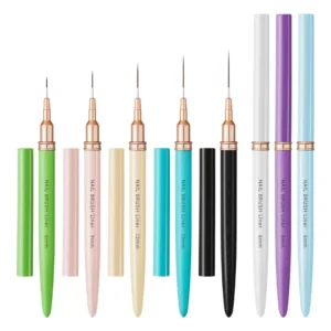 5pcs set Nylon Needle Tube Nail Art Liner Brush Set with Plastic Handle for Nail Polish Glue Hook Design