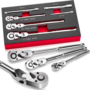 6 Pieces 180°Adjustable Spanners for Car Machinery Home Repair Tool Swivel Ratchet Wrench Set
