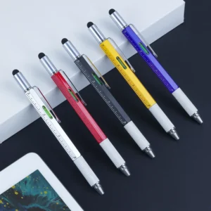 6 in 1 Metal Stylus Ballpoint Pen Multifunctional Tool with Custom Logo Printing