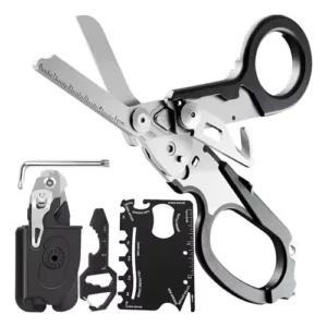 6 in 1 Raptor Multitool Stainless Steel Pocket Shears Folding Forceps Emergency Scissors with Kydex Sheath