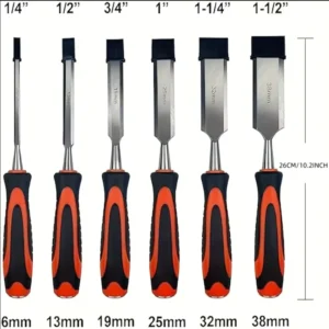 6 piece Wooden Chisels CRV Material Flat Chisels With Shank Handle Specialized Tool Industrial and Household Use