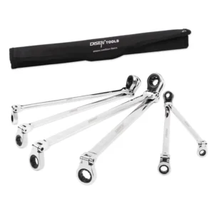 6 piece extra Long Flex Head Ratchet Wrench Spanner Set with Organizer Pouch
