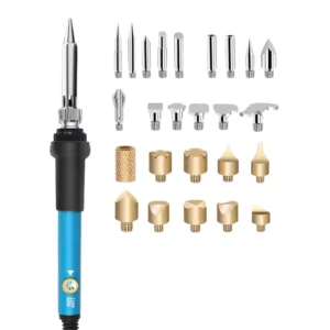 60W 200 400C Adjustable Temperature Wood Burning Pen Tool CHISEL Tip Pencil Grip Engraver Soldering Iron Set 28 Kit