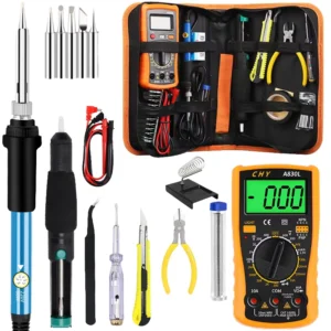 60W Soldering Iron Display with 20 Piece Multimeter Set Customizable OEM Hand Tool Kits for Mobile Phone Repair