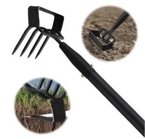 62 Inch Heavy Duty 2 in 1 Garden Tool with Adjustable Long Handle Garden Hoe Action Scuffle Loop Hoe with Rake