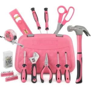 67 Piece Pink Home Toolbox Claw Hammer Screwdrivers Adjustable Wrenches Needle Nose Pliers Other Hand Tools OEM Customizable