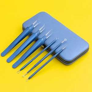 6PCS Blackhead Remover Tool Custom Color Washable Stainless Steel Pimple Acne Tweezer