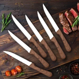 6PCS Steak Knives Set with PP Handle & Stainless Steel Blade Custom Logo OEM Low MOQ Great Price for Multi Scene Use