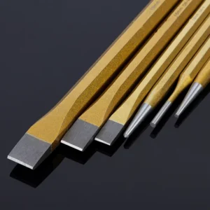 6pcs 40 Crv Center Punch Taper Punch Cylinder Pin Punch Flat Cold Chisel Set