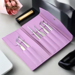 6pcs Set Professional Lash Applicator Tool Customized Private 90 Degrees Fiber Tip Eyelashes Extension Tweezer