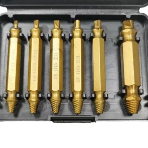 6pcs Titanium Coated Damaged Screw Extractor Set Super Easy to Use Remover Tools for Efficient Broken Screw Nut Bolt Removal