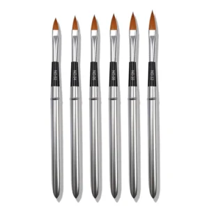 6pcs UV Gel Nail Brush Set Aluminum Alloy Handle Nylon Hair Nail Art Decoration Brush Professional Manicure