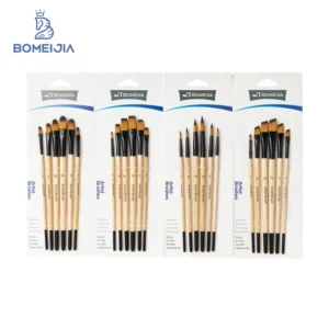 6pcs Wood Handle Nylon Bristle Painting Brush Set for Artists Acrylic Oil and Watercolor Brushes