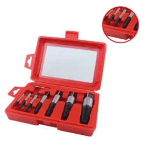 7 Pcs Broken Bolt Water Pipe Remover Damaged Screw Extractor Set for Home Garage Mechanic Workshop Construction Site