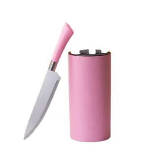 7 Piece Kitchen Knife Set Stainless Steel Plastic Handles Eco friendly Serrated Scalloped Edge Polished Blade