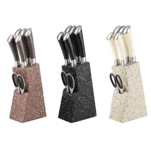7 Piece Knives Carbon Steel Kitchen Chef’s Knife Gift Set with Block
