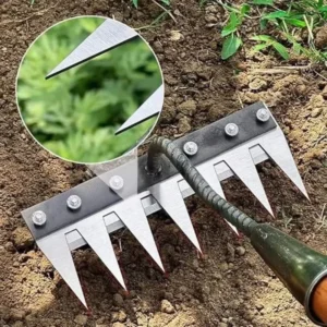 7 Teeth Heavy Duty Industrial Grade Garden Rake Steel Cultivator Tool Warranty for Soil Loosening Weeding Lawn Care