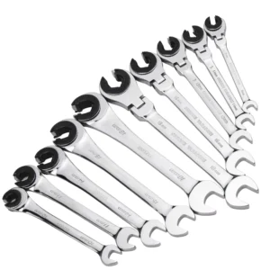 72 Tooth Heavy Duty Dual Use Ratchet Wrench Fixed Head Open End Flare Nut Metric Flexible Tubing Chrome Vanadium Steel