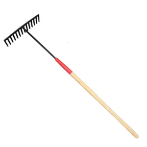 74329 Full Forged 14T Leaf Garden Rake with Long Wooden Handle