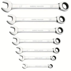 7Pcs CRV Ratchet Wrench Set Metric 8 18mm SAE 1 4 3 4″ Premium CR-V Steel HRC>50